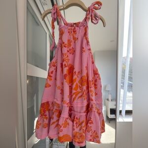 Free People Pink and Orange Floral Mini Dress